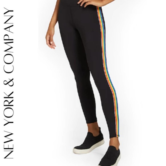 New York & Company Pants - NEW YORK & COMPANY High-Waisted Rainbow-Stripe Pocket Legging - City Contour, XL